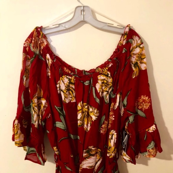 🚫❌SOLD🚫❌Burnt Color Red Floral Maxi Dress - Picture 8 of 8